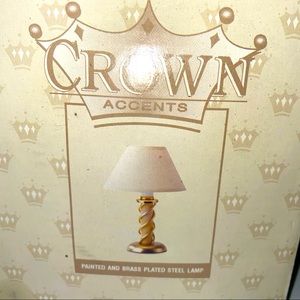 SOLD1 Crown Accents Table Lamp- Creme with Gold Accents